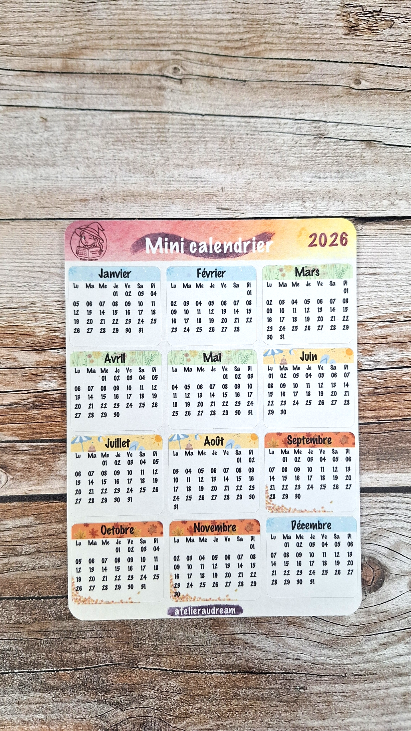 Planche de stickers - Mini-Calendriers 2026 ✨
