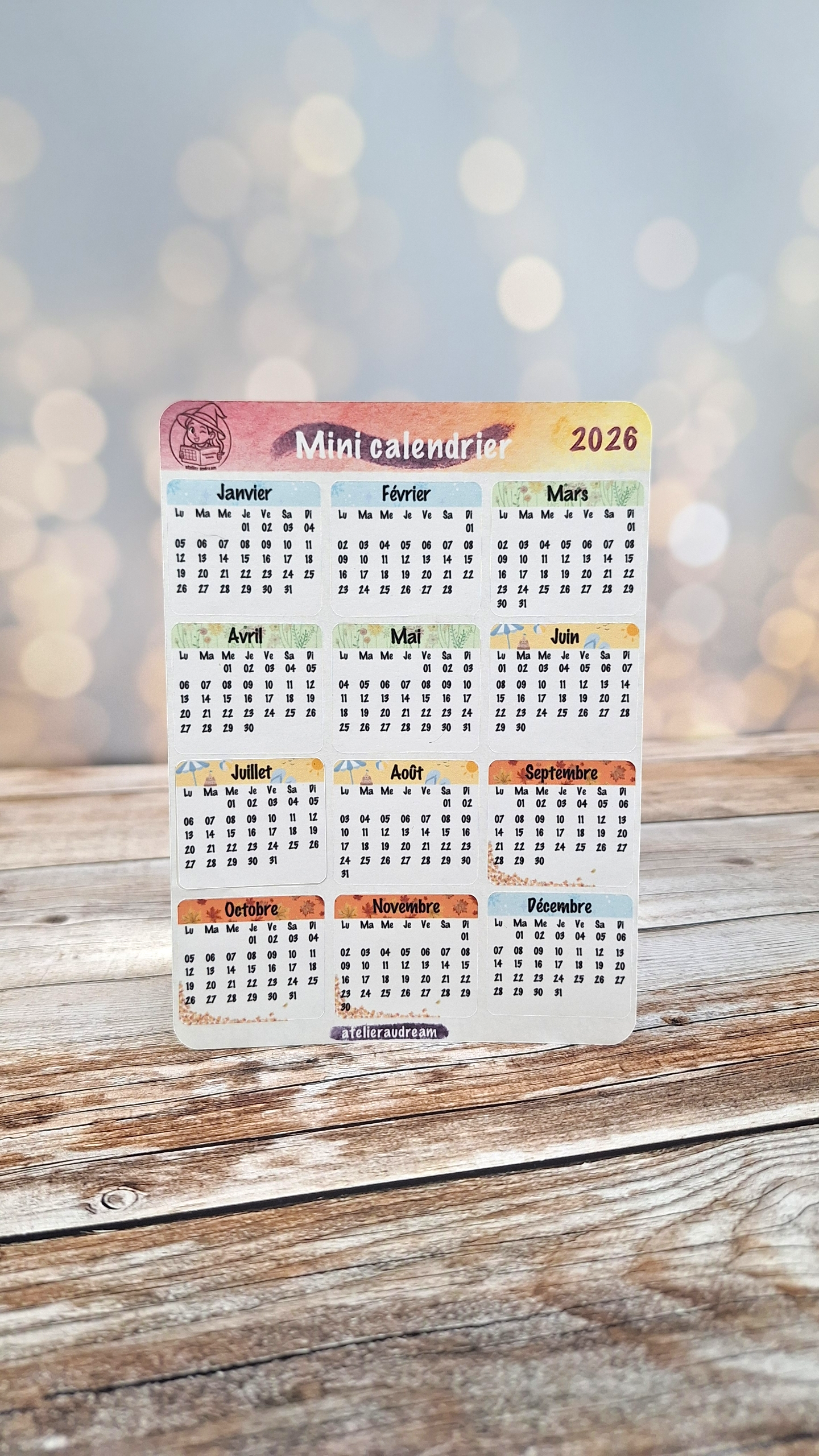 Planche de stickers - Mini-Calendriers 2026 ✨
