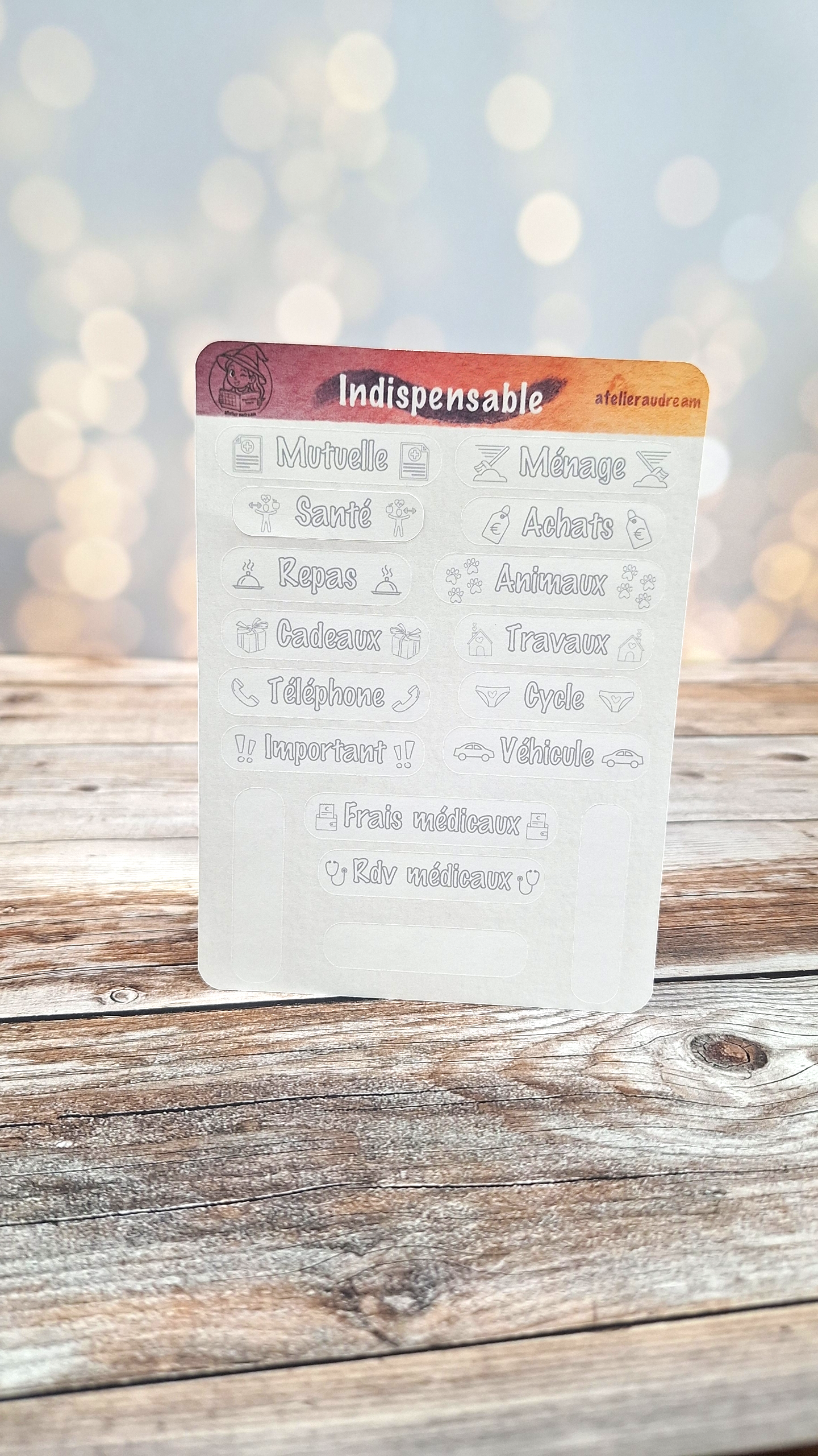 Planche de Stickers - Indispensable 🗂️