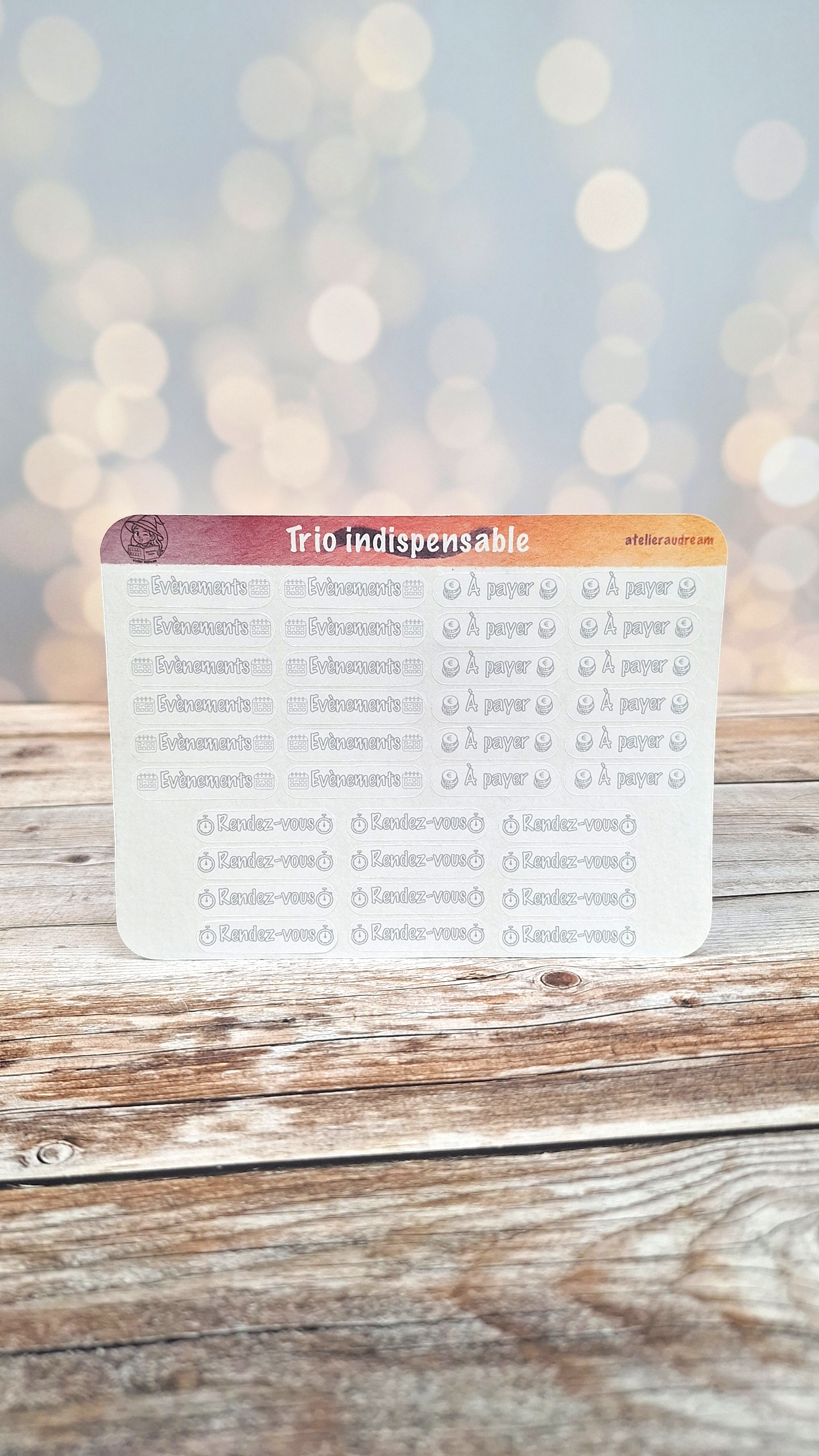 Planche de Stickers - Trio Indispensable 🗓️