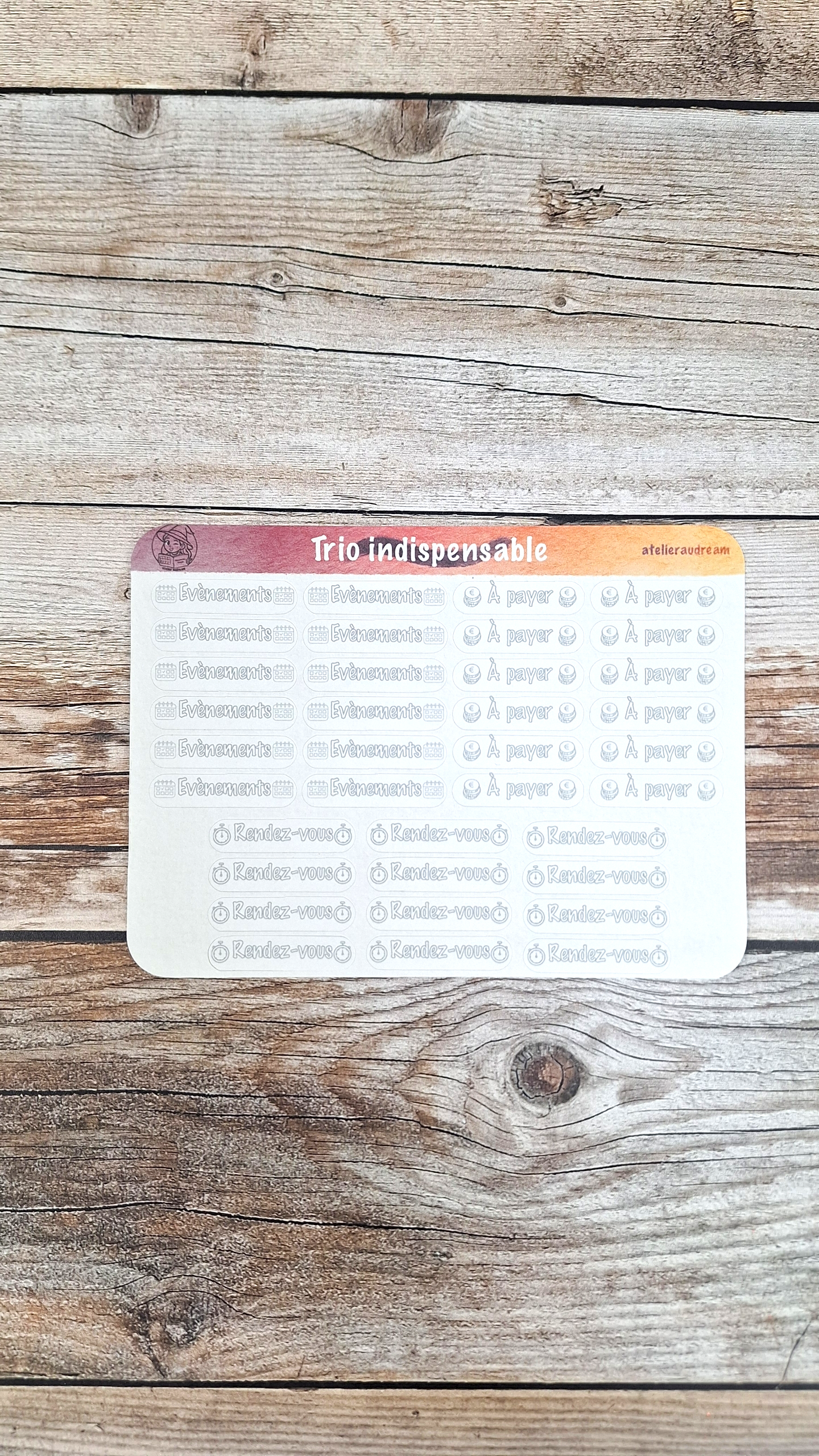 Planche de Stickers - Trio Indispensable 🗓️